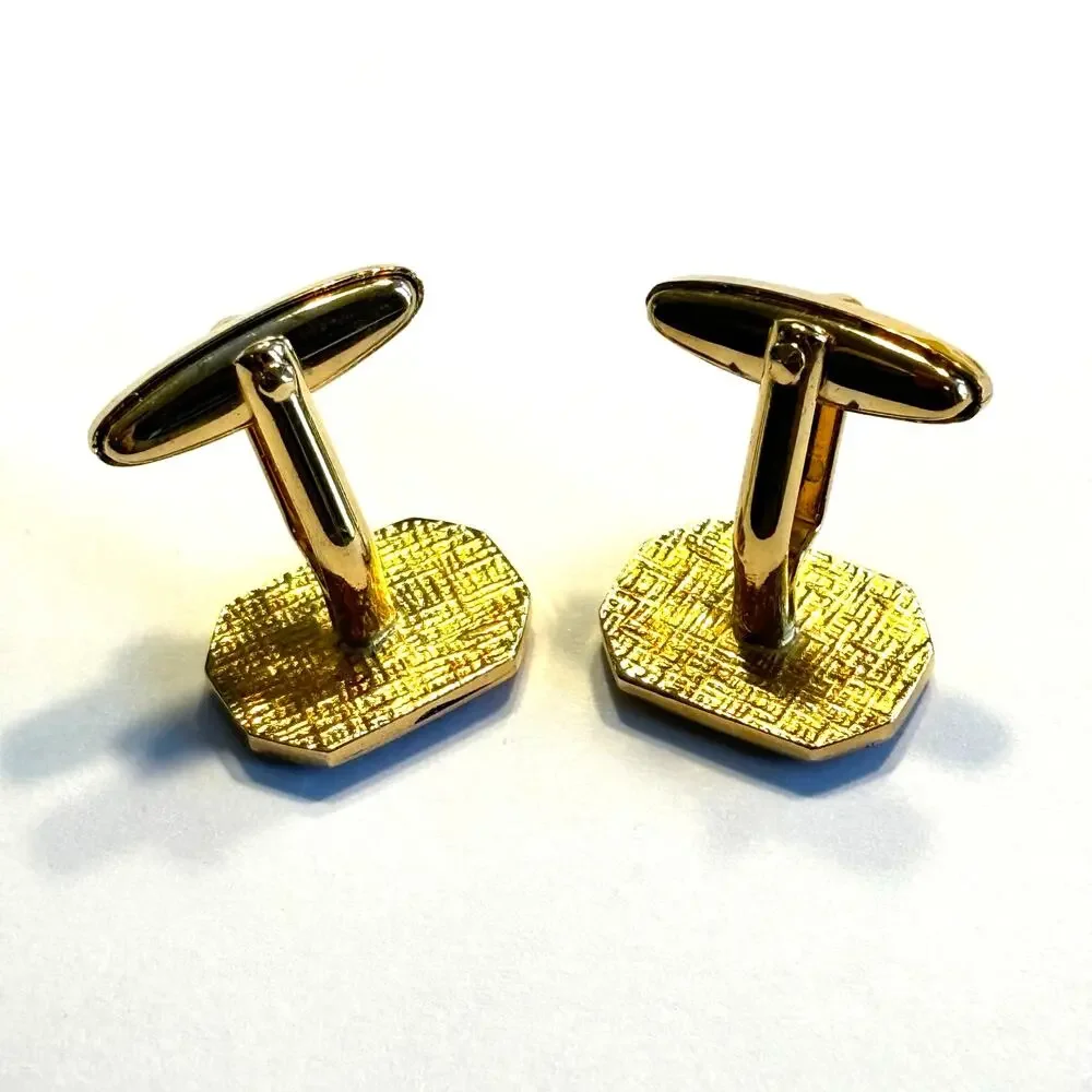 German Gold & Black cufflinks classic mid century men's jewelry hallmarked
